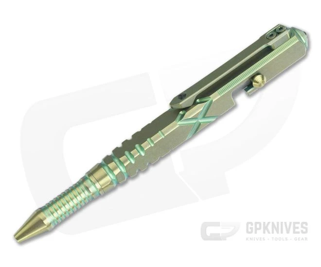 WE Knives TP-02B Green Titanium Bolt Action Ink Pen 1 WE Knives TP-02B Green Titanium Bolt Action Ink Pen